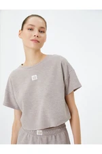 Koton Crop Pajamas Top Textured Short Sleeve Crew Neck