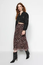 Trendyol Multi-Colored Leopard Print Lined Tulle A-Line/Awning A-Line Formal Midi Skirt