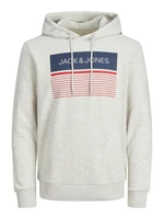 Jack&Jones Pánská mikina JJTRAVIS Regular Fit 12223700 White Melange XXL