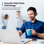 Voipfocus A2304 Connect 2 UC Bluetooth 5.1 Headphones AI Stereo Mics Wireless 50h On Ear Headset Dongle Charger Stand For Office