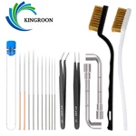 KINGROON 3D Printer Cleaner Tool Copper Wire Brush Toothbrush Nozzle Cleaning Needle 3D Printer Parts Cleaning Tool Wrench Kit