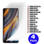 4Pcs Tempered glass For xiaomi Poco X5 Pro 5G Glass Poco M4 M5 M5s X4 pro F4 GT F3 X3 NFC screen protector phone protective film