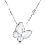 Follow Cloud 0.2ct Mother of Pearl Butterfly Moissanite Pendant Necklace for Women 925 Sterling Silver Wedding Fine Jewelry