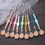 New Baby Pacifier Clips Round Beech Clips Silicone Rainbow Beads for Dummy Nipple Holder Soother Chain Teether Toy