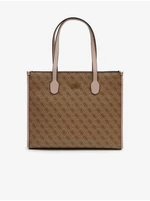 Brown Ladies Patterned Handbag Guess Silvana Tote - Ladies