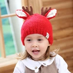 Winter Plush Hat Christmas Reindeer Hat Antler Kids Hat Winter Knitted Cap