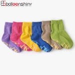 Balleenshiny 3pairs/lot Candy Color Cotton Baby Socks Anti Slip Rubber Sole Socks Autumn Spring Girls Boys Kids Warm Floor Socks