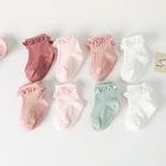 3 Pairs/Lot Baby Socks Infant Newborn Socks Cotton Solid Color Lace Ruffle Baby Floor Socks Baby Girls Socks Clothes Accessories