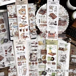 6 pcs Travel Coffee Theme Stickers Vintage Coffee Theme Waterproof Stickers For Decoration Planner Phone Case Scrapbook Journal