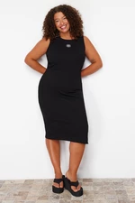 Trendyol Curve Black Embroidery Detailed Midi Knitted Dress