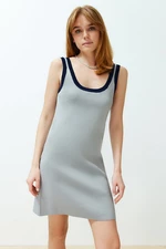 Trendyol Gray Mini Knitwear Basic Color Block Dress