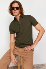 Trendyol Khaki Regular/Normal Fit Textured Polo Neck T-shirt
