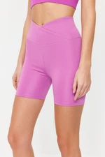 Trendyol Pastel Lavender Restorer Double Breasted Waist Detailed Knitted Sports Shorts/Short Leggings