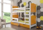 Dětská patrová postel Marika, bílá/oranžová + matrace ZDARMA!