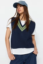 Trendyol Indigo Crop V Neck Sweter Z Dzianiny