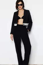 Trendyol Black Basic Crop Oversize Woven Blazer Jacket