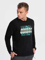 Ombre Men's printed sweatshirt worn over the head - black