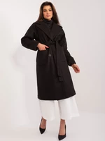 Black cashmere coat with belt
