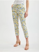 Orsay Yellow-White Ladies Cropped Floral Pants - Women