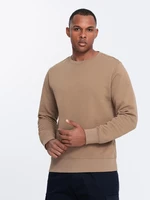Ombre Men's BASIC sweatshirt with round neckline - brown