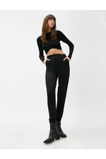 Koton Melange Pattern Jogger Trousers With Elastic Waist, Pockets.
