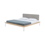 Szare/naturalne łóżko dwuosobowe z litego drewna dębowego ze stelażem 180x200 cm Fina – Gazzda
