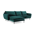 Ciemnozielona narożna aksamitna sofa lewostronna Cosmopolitan Design Vienna