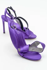 LuviShoes Pares dámské fialové saténové boty na podpatku