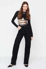 Trendyol X Sagaza Studio Čierne džínsy so širokými nohavicami