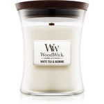 Woodwick White Tea & Jasmine vonná sviečka s dreveným knotom 275 g