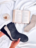 Dámske vlnené ponožky trojbalenie - sivá/čierna/béžová