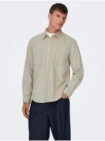 Beige men's corduroy outer shirt ONLY & SONS Alp - Men's
