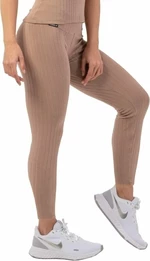 Nebbia Organic Cotton Ribbed High-Waist Leggings Brown M Fitness spodnie