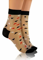 Sesto Senso Fashion Nylon trojúhelníky béžové/černé Dámské ponožky Univerzální vícebarevná
