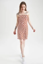 DEFACTO Strappy Leopard Print Mini Dress