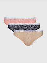 Tommy Hilfiger Set of three women's lace panties in black, pink and beige ba - Ladies