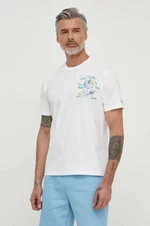 Bavlnené tričko MC2 Saint Barth biela farba, s potlačou