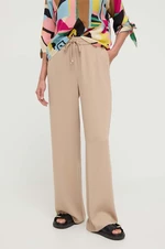 Nohavice Luisa Spagnoli dámske, béžová farba, široké, vysoký pás