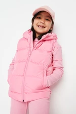 Růžová kapucí dívčí vesta s kapsami od Trendyol