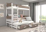 Poschoďová dětská postel Icardi 180x90 cm, bílá/trufla