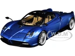 Pagani Huayra Roadster Blue Tricolore Carbon Fiber with Black Top with Luggage Set 1/18 Model Car by Autoart