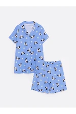 LC Waikiki Lcw Kids Shirt Collar Patterned Short Sleeve Girls' Shorts Pajamas Set LC Waikiki Lcw Kids Shirt Collar Patterned Short Sleeve Girls' Shorts Pajamas Set