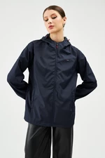 River Club Women's Navy Blue Inner Lined Waterproof Hooded Raincoat with Pocket - Windbreaker Jacket.