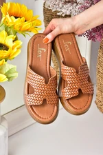 Fox Shoes Women's Slippers with Tan Genuine Leather