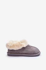 Women's slippers with fur, grey Rope
