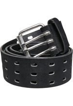 Velour Leather Tripple Thorn Buckle Belt Black