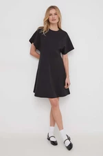 Šaty Tommy Hilfiger čierna farba, mini, áčkový strih, WW0WW41271