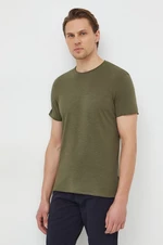 Bavlnené tričko Sisley pánsky, zelená farba, jednofarebný