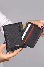 Polo Air Checkerboard Pattern Men's Wallet And Card Holder Black