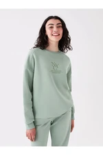 LC Waikiki LCW Women's Casual Crewneck Sweatshirt With Embroidery Long Sleeve Oversize